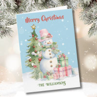 Stilvoll Snowman (Lady) Weihnachtsbaum Wasserfarbe