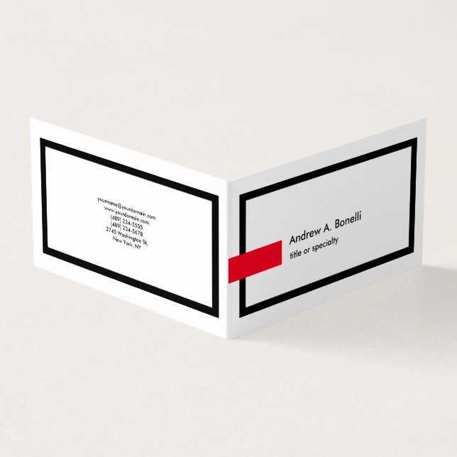 Stilvoll Trendy Schwarz-weiß Red Beruflich Modern Visitenkarten (Vorderseite)