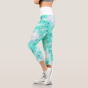 Stilvoll türkisfarbene Blumen Leggings