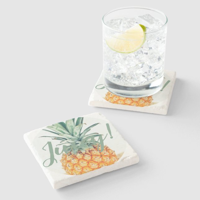 Stilvoll und funky Juicy Pineaple Steinuntersetzer (Seitenansicht)