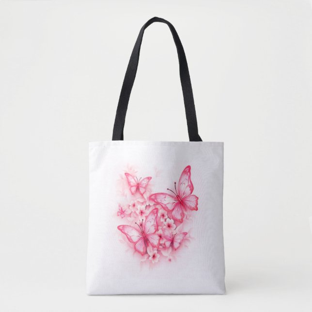 Stilvoll und geräumig, rosafarbene Schmetterlingst Tasche (Vorderseite)