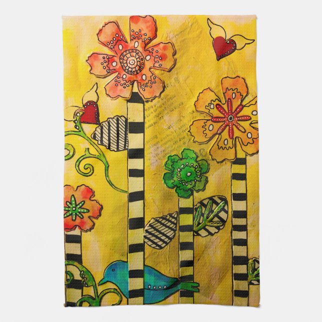 Stilvoll und trendy Bird und Blume Küchentuch (Vertikal)