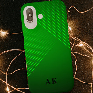 Stilvoll und trendy Modern Green Monogram Initial iPhone 16 Hülle