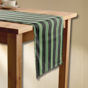Stilvoll Vintages Olive Sage Green Black 3D gestre Kurzer Tischläufer