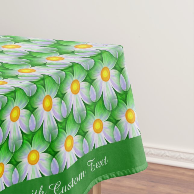 Stilvoll Weiß Daisy Muster Grün Personalisiert Tischdecke (Beispiel)