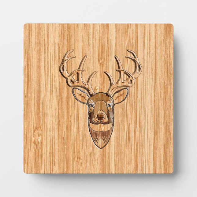 Stilvoll Weißer Schwanz Buck Antlers Light Wood Gr Fotoplatte (Vorderseite)