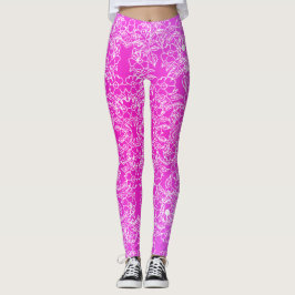 Stilvoll weißes Blumenmuster auf Rosa Leggings