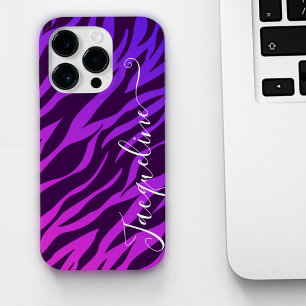 Stilvoll Zebra Print Ombre Lila Kundenname Case-Mate iPhone Hülle