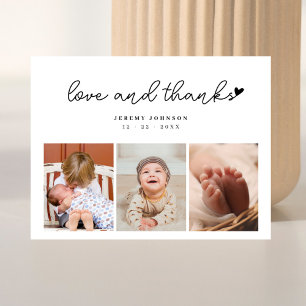Stilvolle 3 Foto Collage Baby Dusche Vielen Dank Postkarte