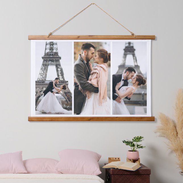 Stilvolle 3-Foto-Galerie Wandteppich Mit Holzrahmen (Schlafzimmer)