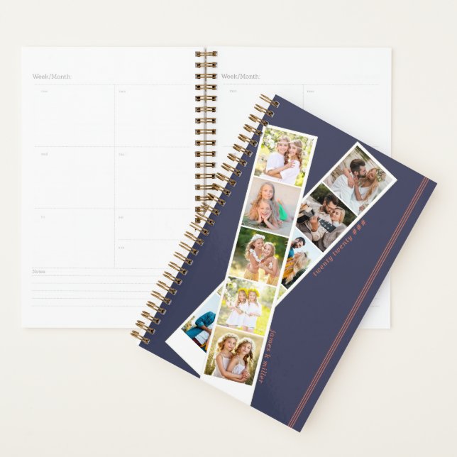 Stilvolle 8-Foto Strip Blue Rust Personalisiert Planer (Anzeige)