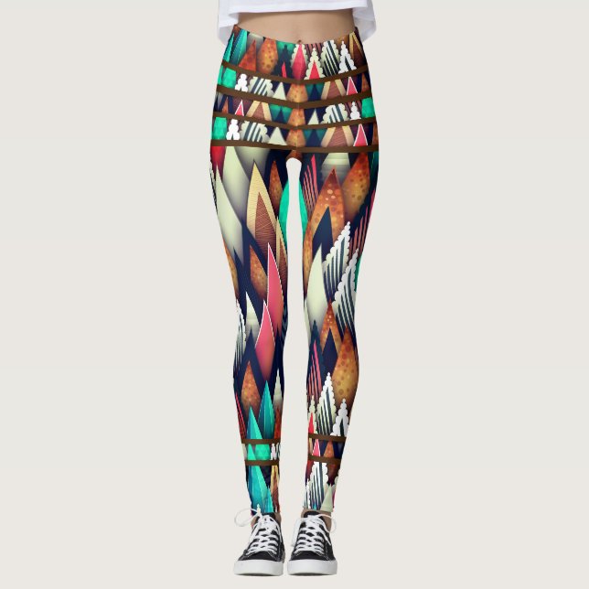 Stilvolle Abstrakte Farbgestaltung Leggings (Vorderseite)