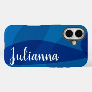 Stilvolle Abstrakte Formen in Blue Personalisiert iPhone 16 Hülle