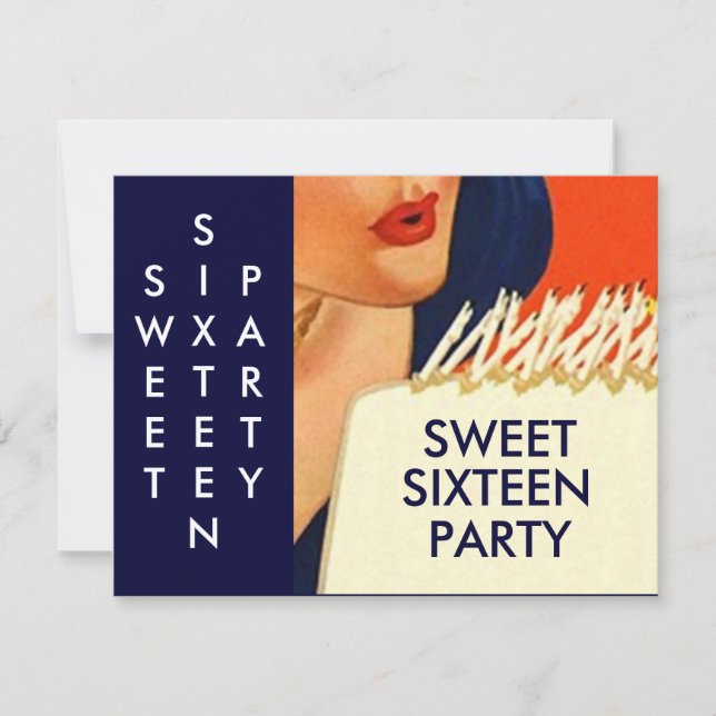 STILVOLLE ABSTRAKTE PARTY EINLADUNG 16. GEBURTSTAG (Vorderseite)