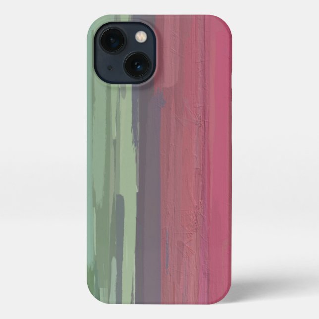 Stilvolle Abstrakte Wassermelone Rosa und Grün iPhone Hülle (Rückseite)
