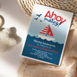 Stilvolle Ahoy Matey Nautical Boy Birthday Party Einladung<br><div class="desc">Ahoy, Crew zum Geburtstag! Feiern Sie den besonderen Tag Ihres kleinen Seemanns mit dieser charmanten nautischen Motivation Ahoy Matey Birthday Party Einladung. Mit einem spielerischen Bootsdesign in Rot, Weiß und Blau, ist diese Einladung perfekt für Jungs Geburtstagspartys und Kinder, die das Meer Liebe! Das Alter des Geburtstagskindes erscheint stolz auf...</div>