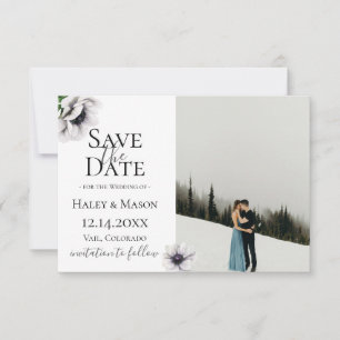 Stilvolle Anemone Blumen Foto Save The Date Ankündigung