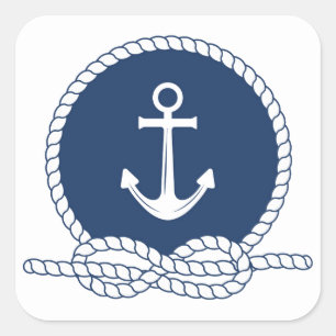 Stilvolle Anker und Seile Quadratischer Aufkleber