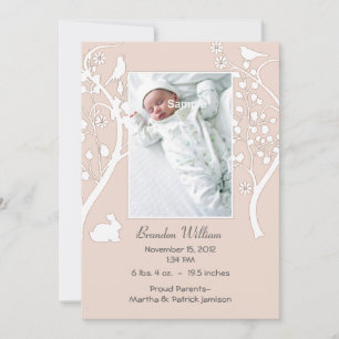 Stilvolle Ankündigung von Beige und White Baby