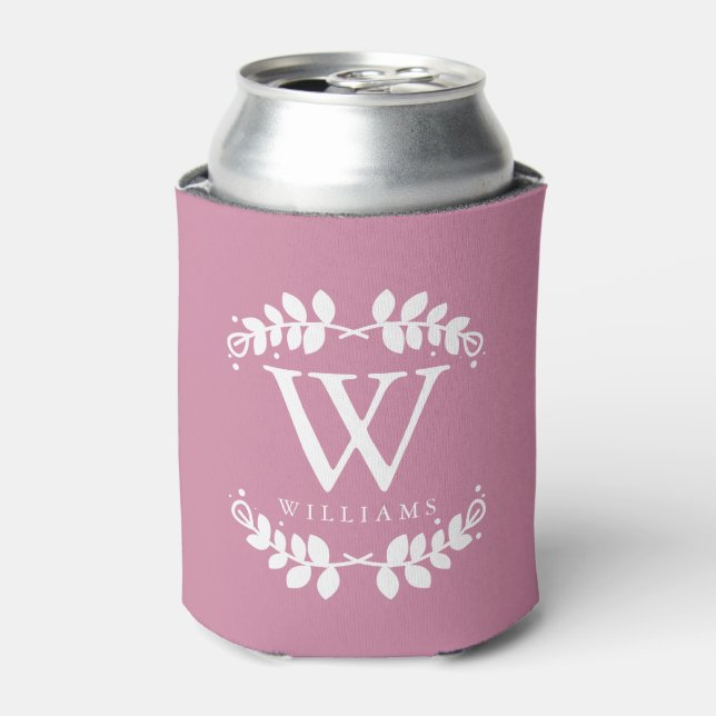 Stilvolle antike Rose Rosa Monogramm Dosenkühler (Kanne Vorderseite)
