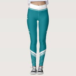 Stilvolle, aquamarin blaue, blumenweiße Streifen u Leggings