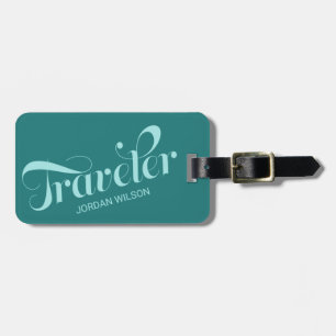 Stilvolle Aquamarine Script Typografy Traveler Bag Gepäckanhänger
