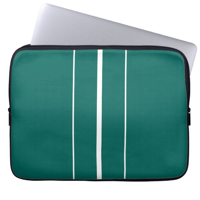 Stilvolle, Aquamarine, weiße Streifen Laptopschutzhülle (Vorderseite)