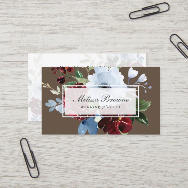 Stilvolle Aquarell Hochzeitskarte Visitenkarte (Vorderseite/Rückseite Beispiel)