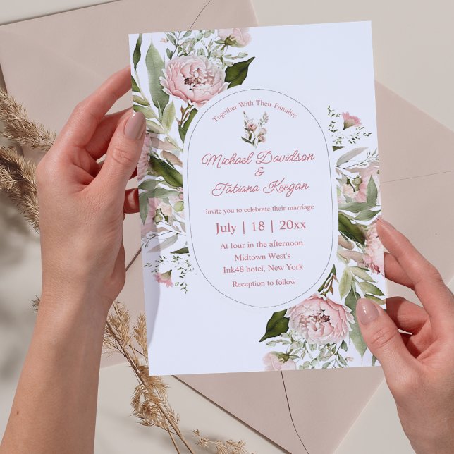 Stilvolle Aquarell Rosa Blumengarten Hochzeitsboge Einladung (Von Creator hochgeladen)