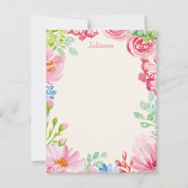 Stilvolle Aquarellmalerei Personalisiert Mitteilungskarte (Vorderseite)