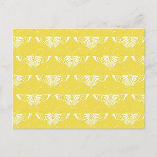 Stilvolle Art-Deco-Schmetterling - gelb und weiß Postkarte