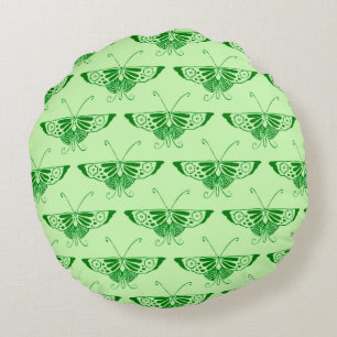 Stilvolle Art-Deco-Schmetterling - smaragdgrün Rundes Kissen