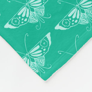 Stilvolle Art Deco Schmetterling - türkis und aqua Fleecedecke