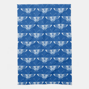 Stilvolle Art-Deco-Schmetterlinge, Kobalt blau und Küchentuch