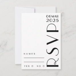 Stilvolle Art Deco Schwarz-weiße Hochzeit RSVP Karte