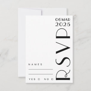 Stilvolle Art Deco Schwarz-weiße Hochzeit RSVP Karte