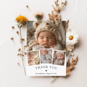Stilvolle Baby-Fotocollage Moderne Danke Postkarte