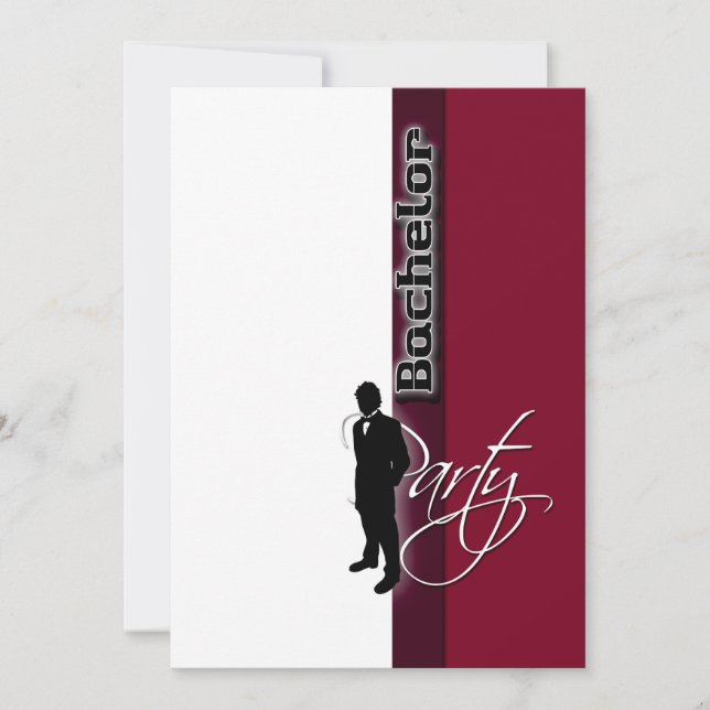 Stilvolle "Bachelor Party" formelle Bordeaux Einladung (Vorderseite)