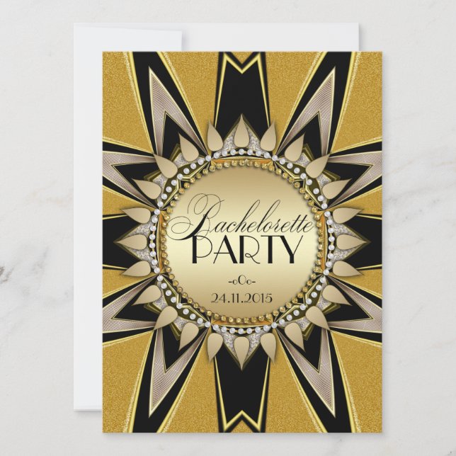 Stilvolle Bachelorette Gold Black Party Einladunge Einladung (Vorderseite)