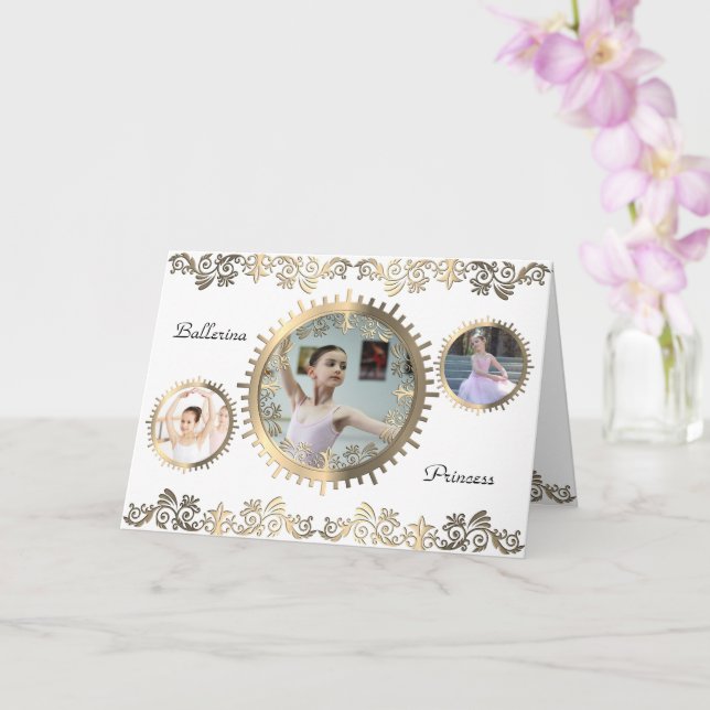 Stilvolle Ballerina Personalisiert Foto Collage Ca Karte (Orchidee)