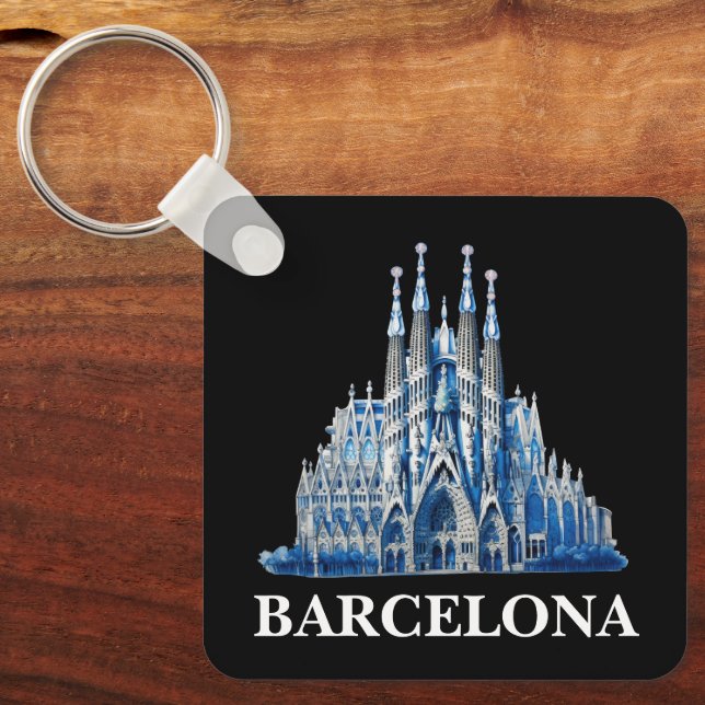 Stilvolle Barcelona Spanien Kathedrale Vintag Schlüsselanhänger (Vorderseite)