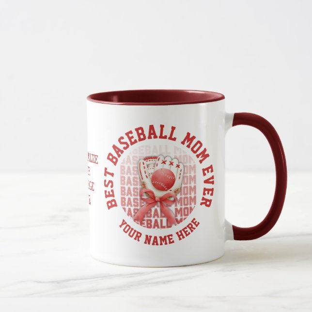 Stilvolle BASEBALL MAMA Individuelle Name Mutterta Tasse (Rechts)