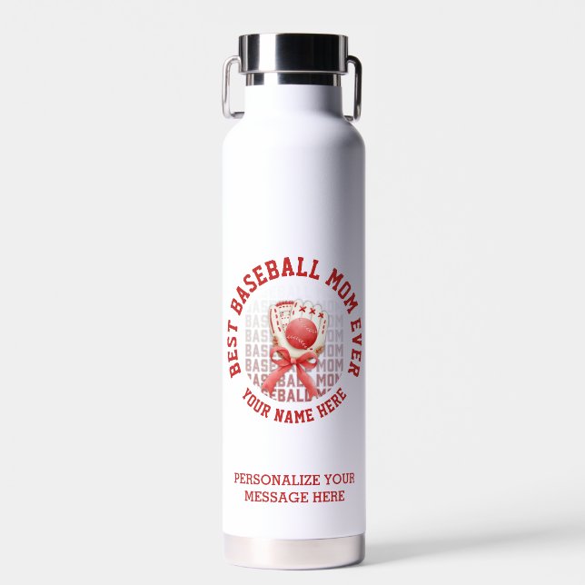 Stilvolle BASEBALL MAMA Individuelle Name Mutterta Trinkflasche (Vorne)
