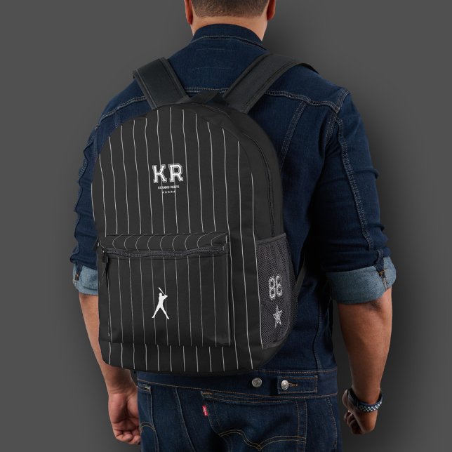 Stilvolle Baseball Schwarz-weiß Stripes Sporty Bedruckter Rucksack (Stylish Baseball Black White Stripes Sporty Printed Backpack
)