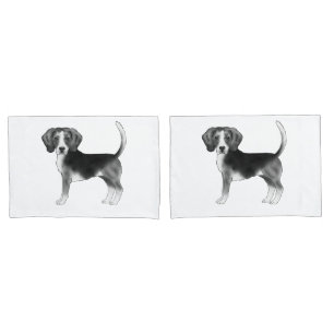Stilvolle Beagle-Hunde-Illustration in Schwarzweiß Kissenbezug