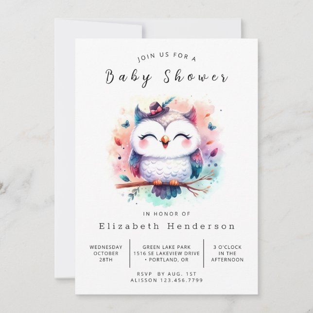 Stilvolle, bedienerfreundliche Babydusche Einladung (Vorderseite)