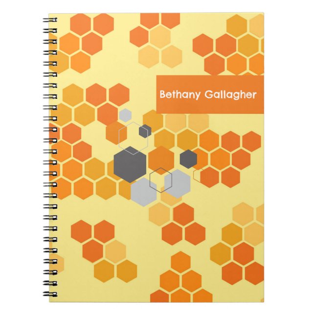 Stilvolle Bee Geometric Hexagons Personalisiert Notizblock (Vorderseite)