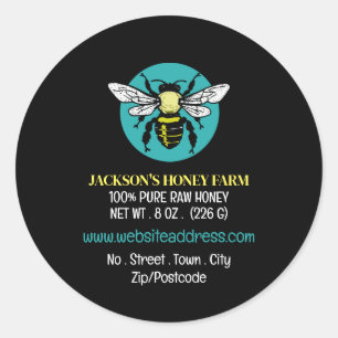 Stilvolle Bee Logo Beeyard, Honey Farm Product Lab Runder Aufkleber