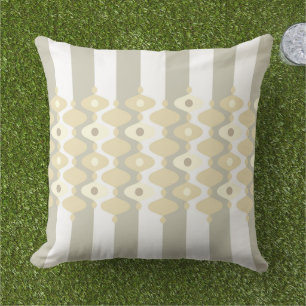 Stilvolle beige graue Perlen und Streifen Muster Kissen
