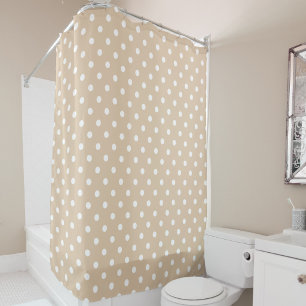 Stilvolle beige und weiße Polka-Punkte Duschvorhang